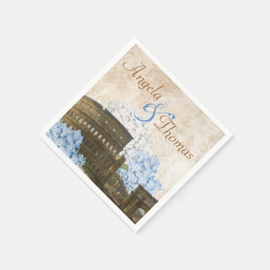 Oude Rome Blauwe Hortensia Trouwservetten Servetten (Hoek)