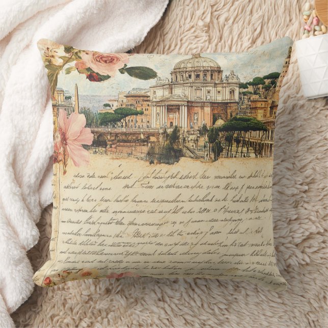Oude Rome Brieven Bloemkunst Kussen (Deken)