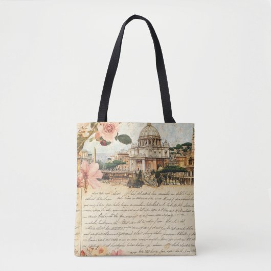 Oude Rome Brieven Bloemkunst Tote Bag (Voorkant)