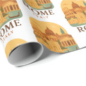 Oude Rome Italië Inpakpapier – Retro Reis (Rol Hoek)