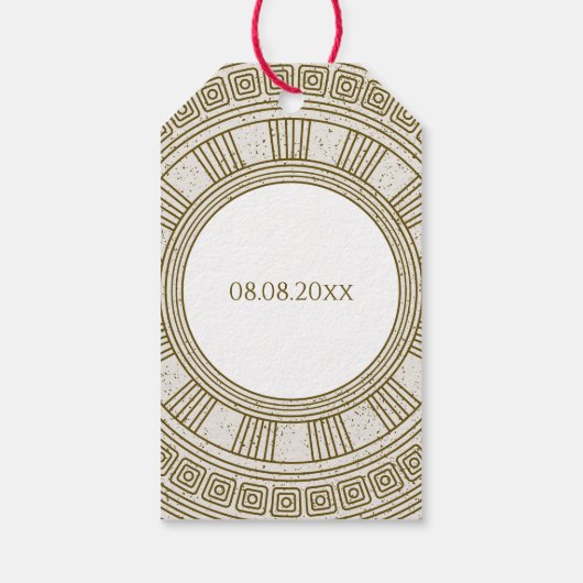 Oude Rome Verjaardagsfeest met stenen elementen Cadeaulabel (Achterkant)