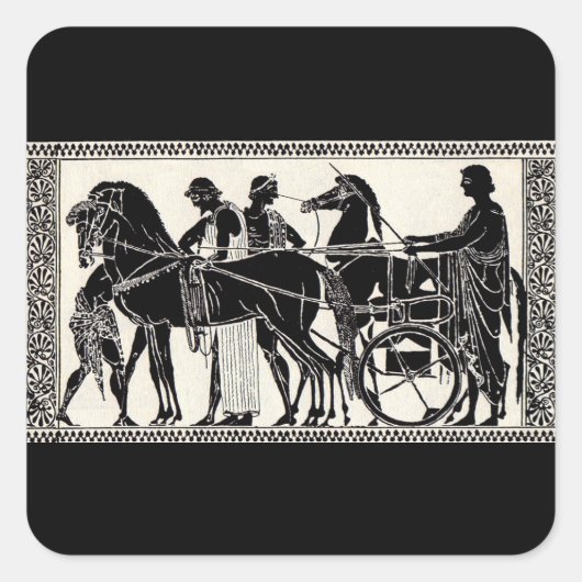 Oude Romeinse mannen en paarden Vierkante Sticker (Voorkant)