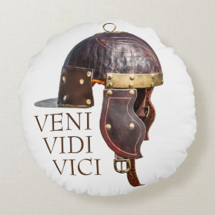 Oude Romeinse militaire helm - Veni, Vidi, Vici Rond Kussen