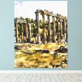 Oude Romeinse tempel ruïneert geometrische stijlku Canvas Afdruk (Insitu (Houten vloer))