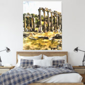 Oude Romeinse tempel ruïneert geometrische stijlku Canvas Afdruk (Insitu (Slaapkamer))