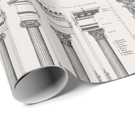 Oude Romeinse zuilen Architectuurtekening Cadeaupapier (Rol Hoek)