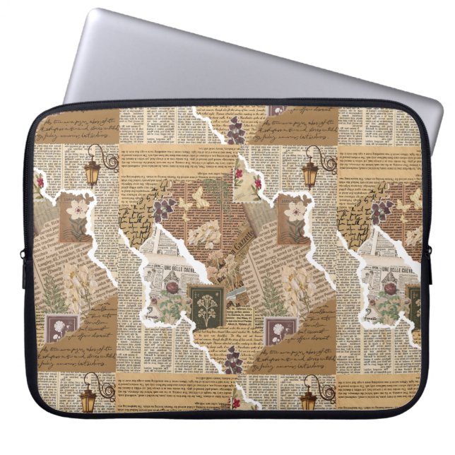 Oude rommel journaal ephemera laptophoes laptop sleeve (Voorkant)