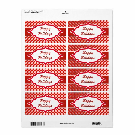 Oude Rood Aangepaste Vakantie Labels (Full Sheet)