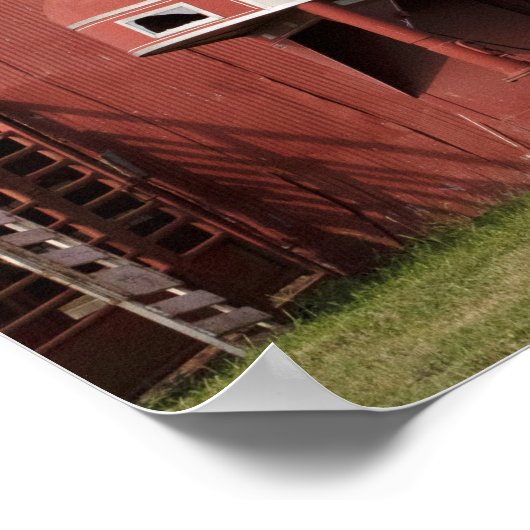 Oude Rood Barn en Rood Horse Trailer Kleur 16x20 Poster (Hoek)