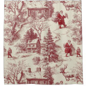 Oude Rood Damast Kerst Village - Sinterklaas Douchegordijn (Voorkant)