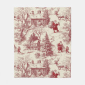 Oude Rood Damast Kerst Village - Sinterklaas Fleece Deken (Voorkant)