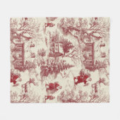Oude Rood Damast Kerst Village - Sinterklaas Fleece Deken (Voorkant (Horizontaal))