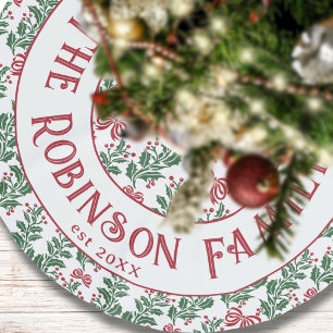 Oude Rood en Groen Hulst Patroon Familie Naam Kerstboom Rok