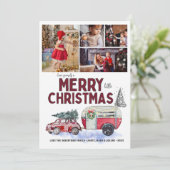 Oude Rood Kampeerwagen Kerst Foto Collage (Staand voorkant)