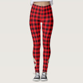 Oude Rood Kerstboom Truck Plaid Leggings (Voorkant)