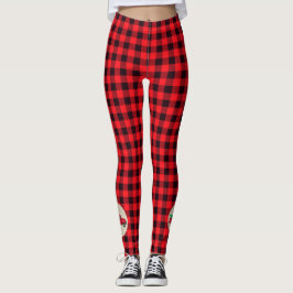 Oude Rood Kerstboom Truck Plaid Leggings