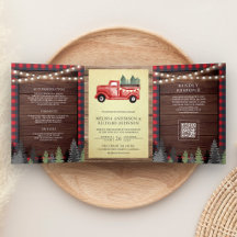 Oude Rood Kersttruck Hout QR-code Trouwen