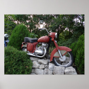 Oude Rood Motorfiets Poster