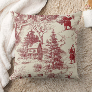 Oude Rood Toile Kerst Village - Sinterklaas Kussen