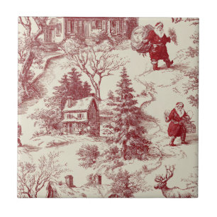 Oude Rood Toile Kerstmis Dorp - Sinterklaas Tegeltje