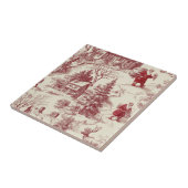 Oude Rood Toile Kerstmis Dorp - Sinterklaas Tegeltje (Zijkant)