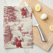 Oude Rood Toile Kerstmis Dorp - Sinterklaas Theedoek (Quarter Fold)