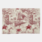 Oude Rood Toile Kerstmis Dorp - Sinterklaas Theedoek (Horizontaal)
