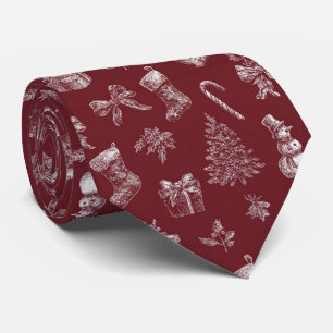 Oude Rood Toile Kerstmis met Kousen (2) Stropdas