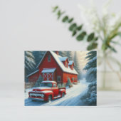 Oude Rood Truck en Schuur Ansichtkaart Feestdagenkaart (Staand voorkant)
