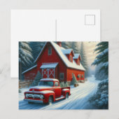 Oude Rood Truck en Schuur Ansichtkaart Feestdagenkaart (Voorkant / Achterkant)