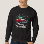 Oude Rood Truck Kerstboom Sneeuw Trui (Voorkant)