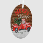 Oude Rood Truck Kerstmis Ornament (voorkant)