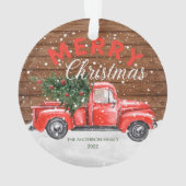 Oude Rood Truck Kerstmis Ornament (achterkant)