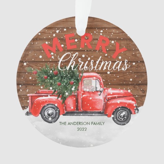 Oude Rood Truck Kerstmis Ornament (voorkant)