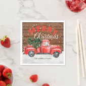 Oude Rood Truck Kerstmis Servet (Insitu)