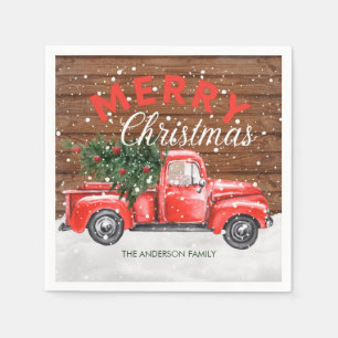 Oude Rood Truck Kerstmis Servet