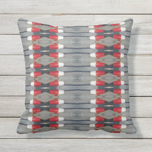 Oude Rood Wit bobber op dok blauw meer terug Buitenkussen