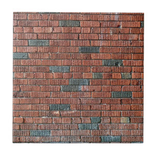 Oude roodbaars/Brownish Brick Wall Tegeltje