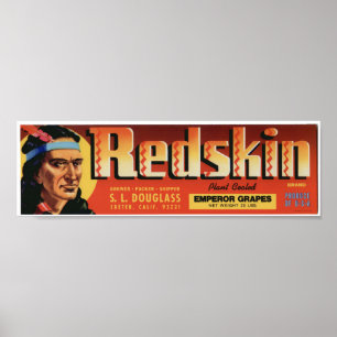 Oude roodhuid Indiase fruitkratenetiketten Poster