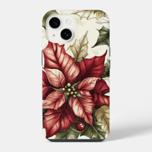 Oude Roomse Kersrode Poinsettia Hulst Kerstmis iPhone 14 Hoesje