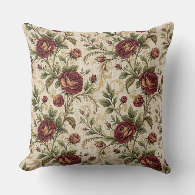 Oude Roos Bloemendrukpatroon - Bloemendesign Kussen (Voorkant)