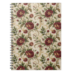 Oude Roos Bloemendrukpatroon - Bloemendesign Notitieboek