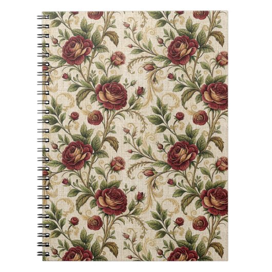 Oude Roos Bloemendrukpatroon - Bloemendesign Notitieboek (Voorkant)