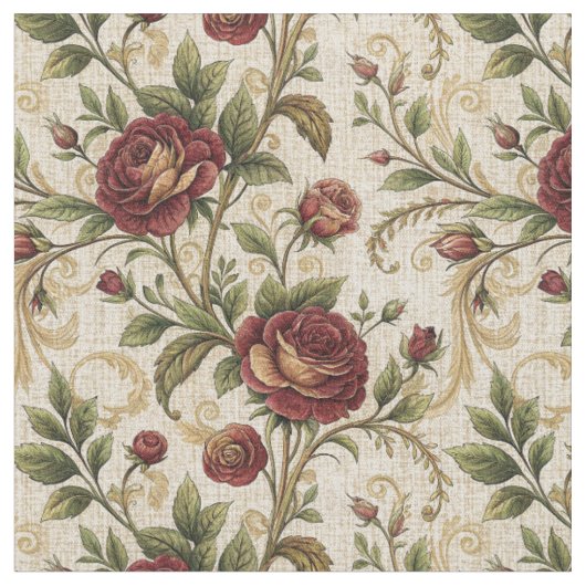 Oude Roos Bloemendrukpatroon - Bloemendesign Stof (Close Up)