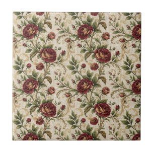 Oude Roos Bloemendrukpatroon - Bloemendesign Tegeltje