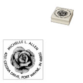 Oude Roos Bloemige Aangepaste Ronde Retouradres Rubberstempel (Gestempeld)