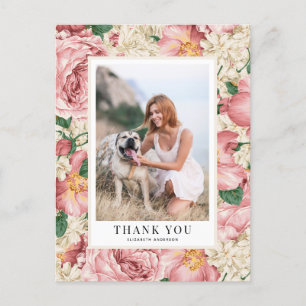 Oude Roos en Hortensia Afstudeer Dank Je Briefkaart