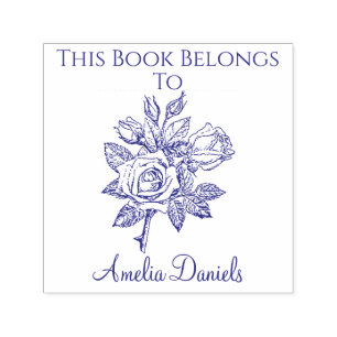 Oude roos ex-libris  zelfinktende stempel