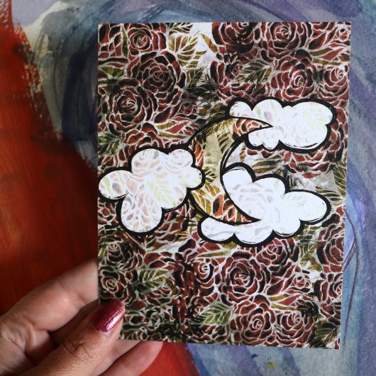 Oude Roos Maan Abstracte Rozen Maan kind Patroon Briefkaart