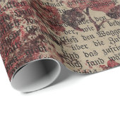 Oude Roos Newsprint Typografie Cadeaupapier (Rol Hoek)